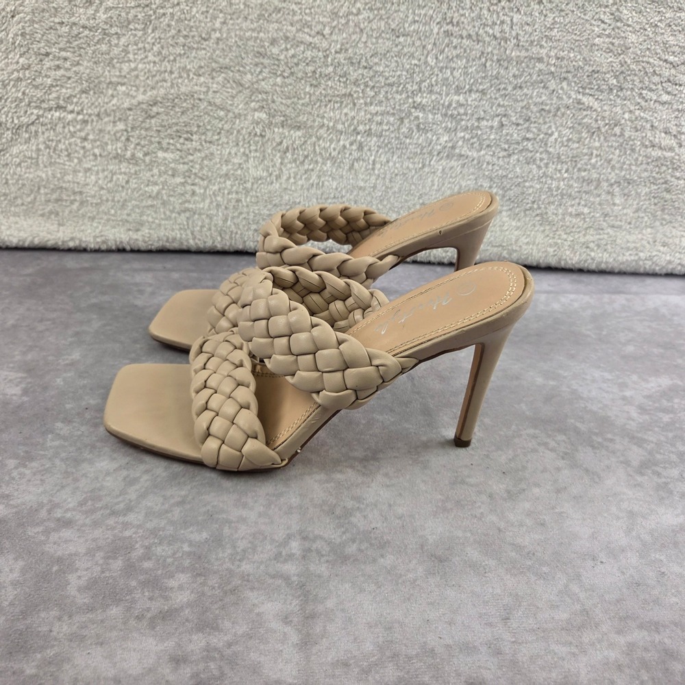 Herstyle Nola-H Nude Braided Square Toe Stiletto Heel Sandals Womens Size 11